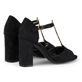 Elegante High-Heel-Sandalen mit Goldverzierung schwarz 1