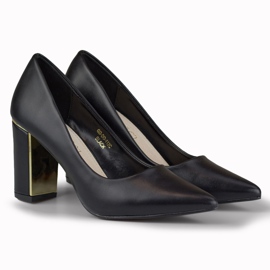 Elegante Pumps mit dekorativem Absatz schwarz 1