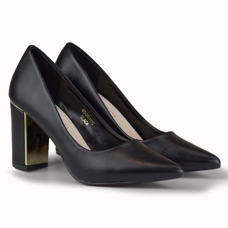 Elegante Pumps mit dekorativem Absatz schwarz 1