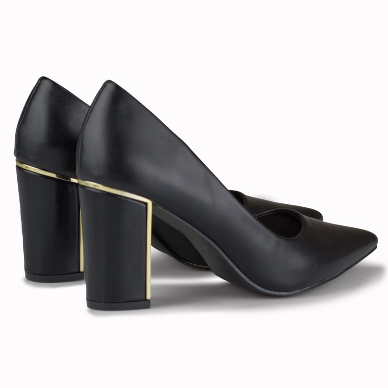 Elegante Pumps mit dekorativem Absatz schwarz 2