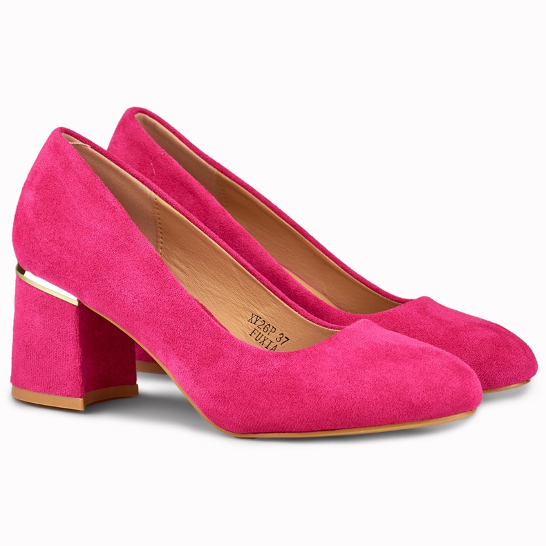 Fuchsiafarbene Pumps mit runder Spitze rosa 1