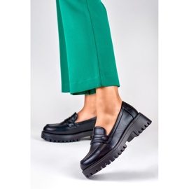 Schwarze Damen-Loafer aus Öko-Leder 2