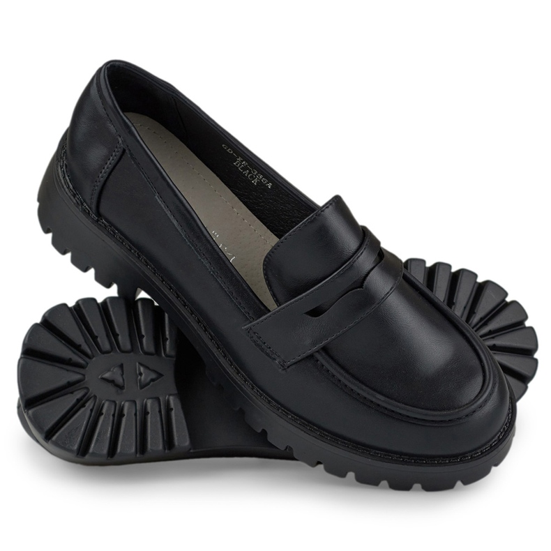 Schwarze Damen-Loafer aus Öko-Leder 1