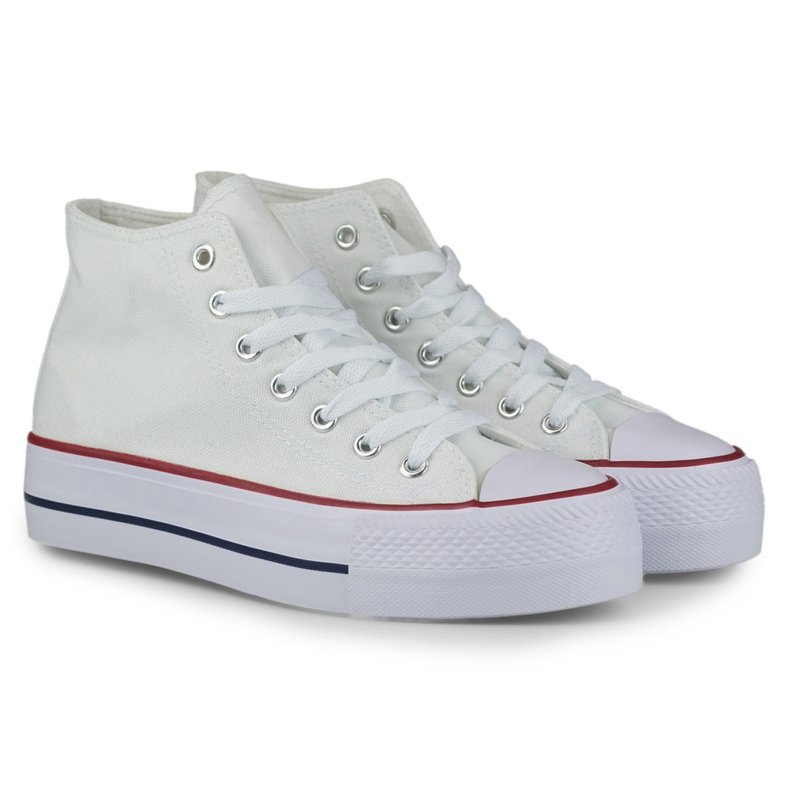 Weiße Damen-Sneaker oberhalb des Knöchels 1