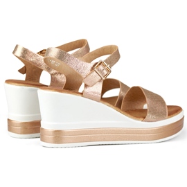 Bequeme Damen-Keilsandalen golden 1