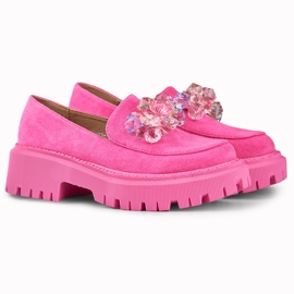 Rosa Slipper mit Perlen 1