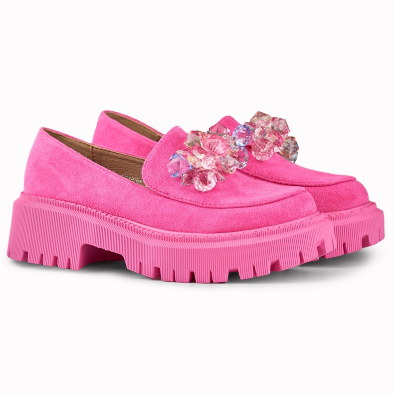 Rosa Slipper mit Perlen 1
