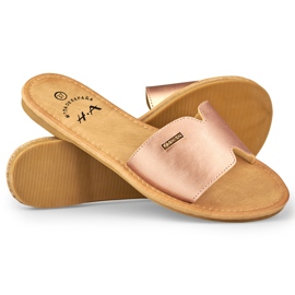 Klassische flache Hausschuhe für Damen von Denly golden 1