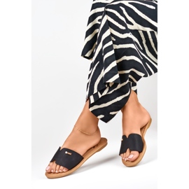 Klassische flache Hausschuhe für Damen von Denly schwarz 1