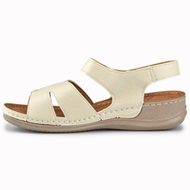 Bequeme beige Damensandalen 1