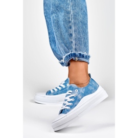 Damen-Jeans-Sneaker auf der Plattform blau 2