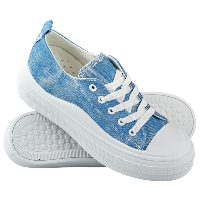 Damen-Jeans-Sneaker auf der Plattform blau 1
