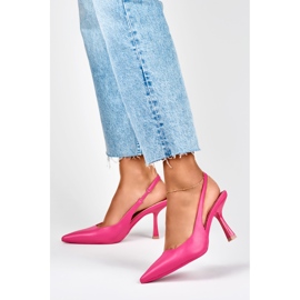 Rosa Pumps mit offenem Absatz 2