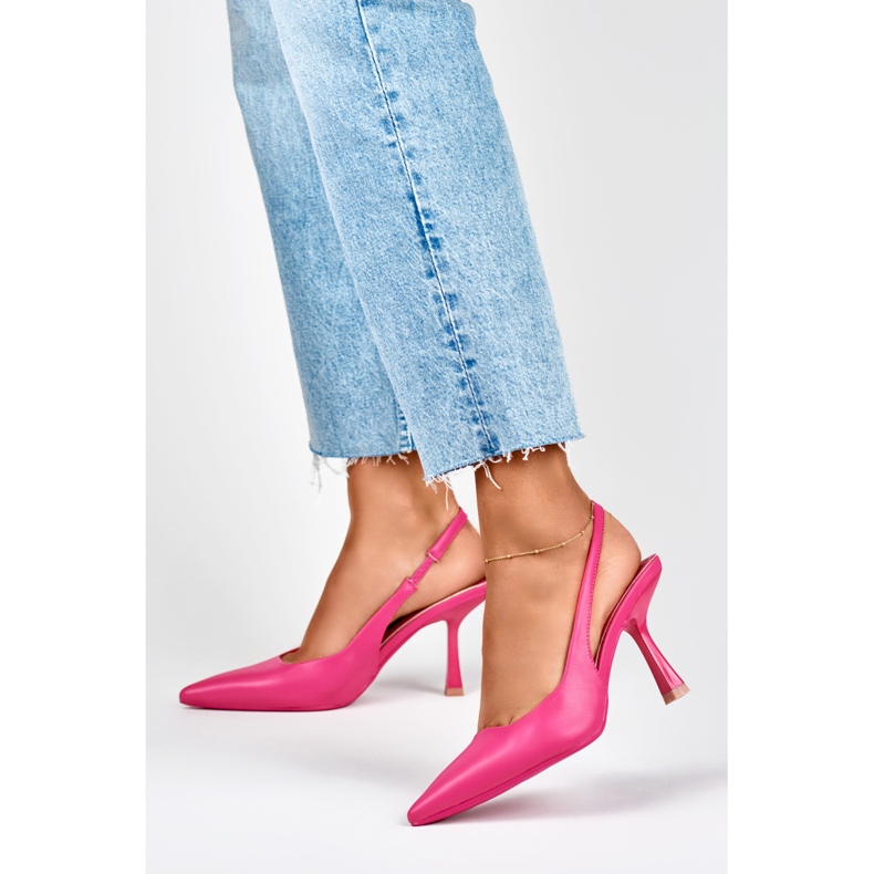Rosa Pumps mit offenem Absatz 2