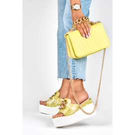 Limette Keilsandaletten für Damen Lemon grün 2