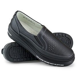 Durchbrochene Damenschuhe aus Naturleder schwarz 1