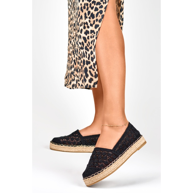 Schwarze Espadrilles aus Spitze für Damen 2