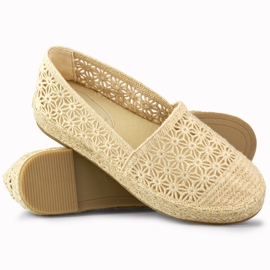 Damen-Espadrilles aus Spitze in Beige 1