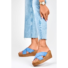 Damenhausschuhe mit Jeans blau 2