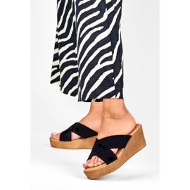 Schwarze Keilpantoffeln für Damen 2