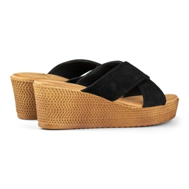 Schwarze Keilpantoffeln für Damen 1