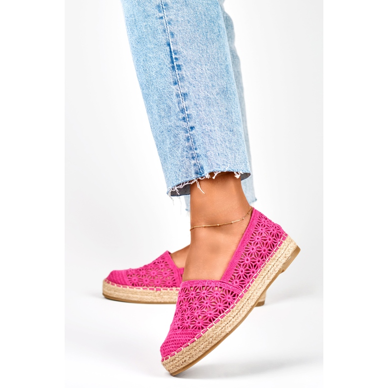 Damen-Espadrilles aus Spitze in Rosa 2