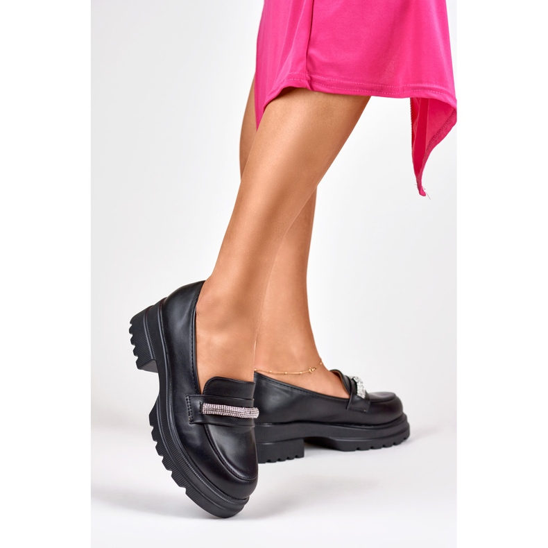 Schwarze Damen-Loafer aus ökologischem Leder 2