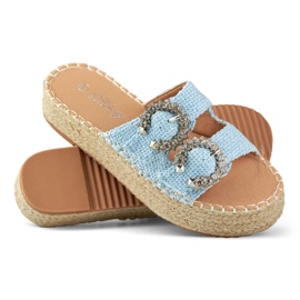 Damen-Espadrilles mit dekorativen Schnallen blau 1