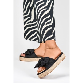 Schwarze Espadrilles mit Schleife 2