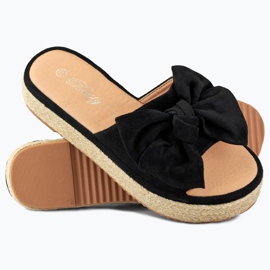 Schwarze Espadrilles mit Schleife 1
