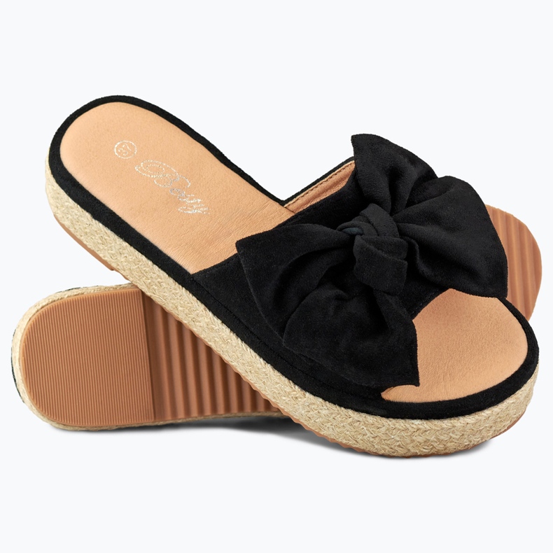 Schwarze Espadrilles mit Schleife 1