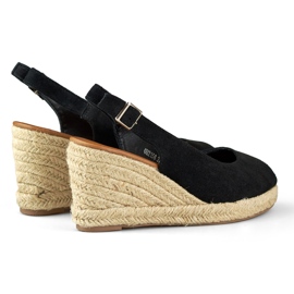 Damen-Espadrilles aus schwarzem Wildleder mit Keilabsatz 1