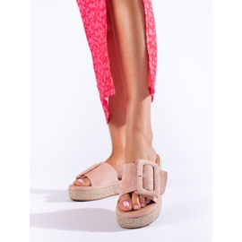 Shelovet Wildleder-Espadrille-Slides rosa 1