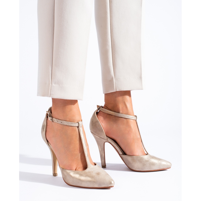 Pumps in Gold und Beige mit Absatz von Shelovet golden 1