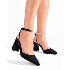 Schwarze Wildleder-Pumps mit Absatz von Shelovet 1