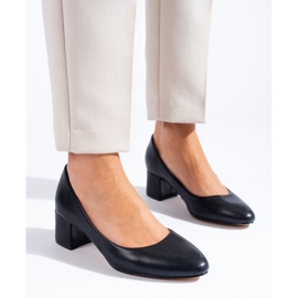 Klassische schwarze Shelovet-Pumps für Damen mit niedrigem Absatz 1