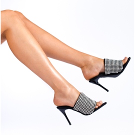 Elegante schwarze Shelovet-Sandaletten mit Zirkonen 1