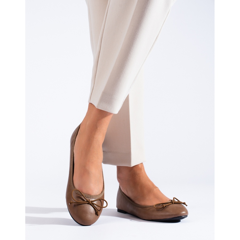 Braune Ballerinas für Damen mit Shelovet-Schleife 1