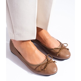 Braune Ballerinas für Damen mit Shelovet-Schleife 2