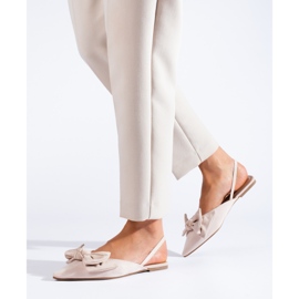 Wildlederbeige Ballerinas mit Schleife von Shelovet 1