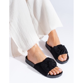 Schwarze Wildlederpantoffeln für Damen auf der Shelovet-Plattform 1