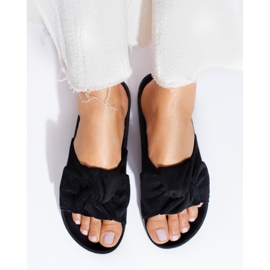 Schwarze Wildlederpantoffeln für Damen auf der Shelovet-Plattform 2