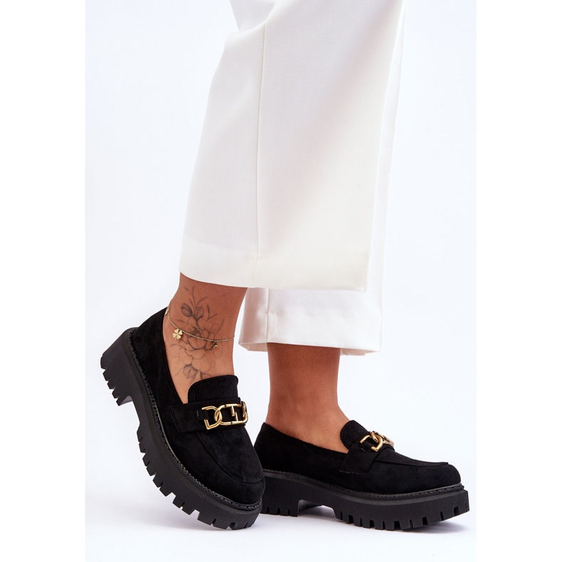 FB2 Wildleder-Plateau-Loafer für Damen in Schwarz von Larey 1
