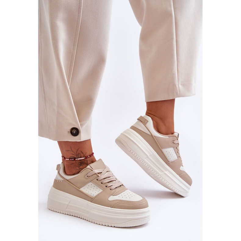 FJ1 Damen-Sportschuhe auf massivem Plateau Beige Belisso 1