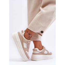 FJ1 Damen-Sportschuhe auf massivem Plateau Beige Belisso 2