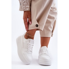 FJ1 Damen-Sportschuhe aus Leder auf massivem Plateau in Weiß von Belisso 1