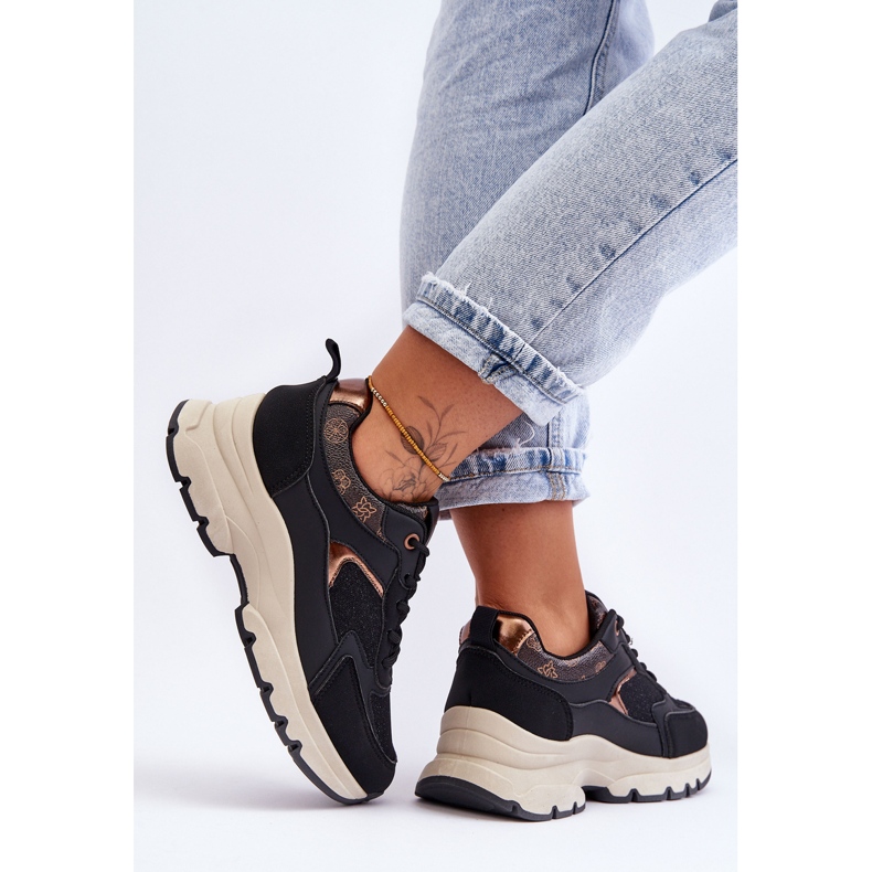 PM1 Schwarze Escape-Schnür-Plateau-Sportschuhe 2