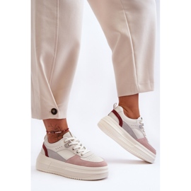 FJ1 Damen-Sportschuhe auf massivem Plateau, weiß und rosa Gemma 2