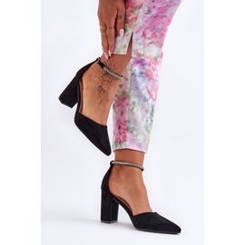 Schwarze Diamant-Wildlederpumps mit Zirkonia 1