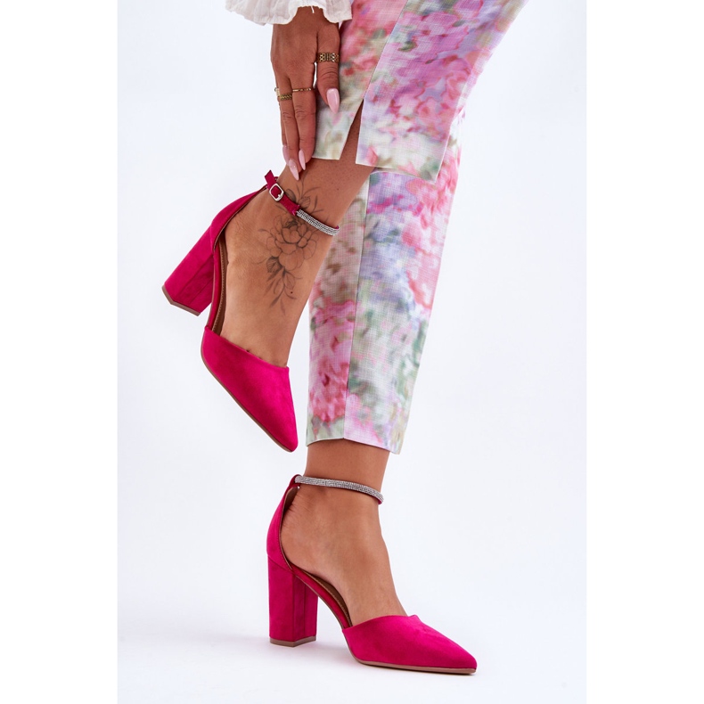 Wildlederpumps mit Zirkonia-Fuchsia-Diamant rosa 1
